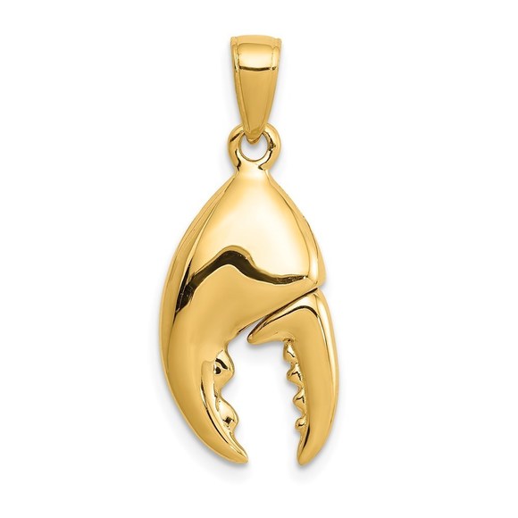 Million Charms 14k Yellow Gold 3-D Moveable Stone Crab Claw Necklace Pendant - Picture 3 of 5